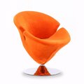 Manhattan Comfort Tulip Swivel Accent Chair in Orange and Polished Chrome AC029-OR